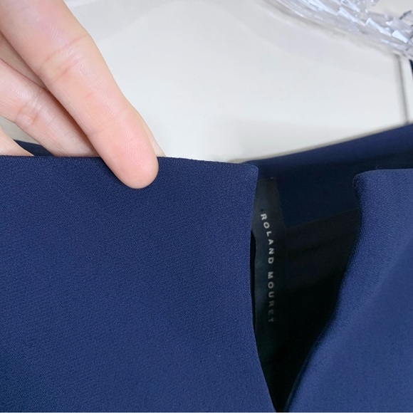 Roland Mouret Rosslare Dress (Sz US 8) Crepe Sheath Midi Navy Blue - Picture 8 of 16